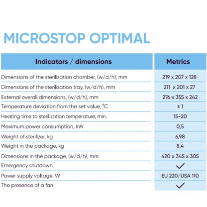 Dry Heat Sterilizer Optimal - תנור עיקור בחום יבש